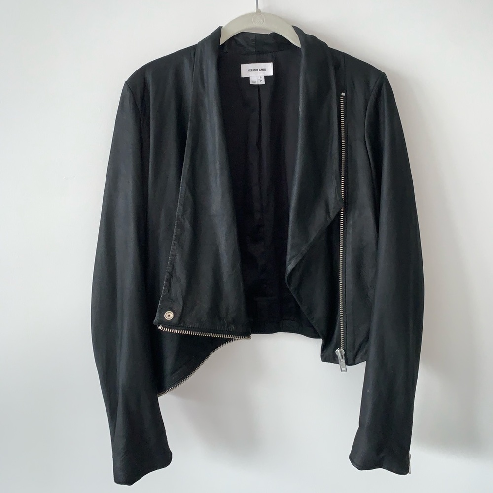 Helmut Lang Asymmetrical Leather Moto ZipUp Jacket